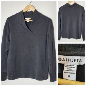 Athleta Women's Clarity V-Neck Sweatshirt in Dark grey Size Medium